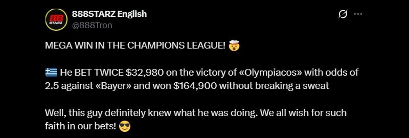 Twitter 165K Olympiakos Football Win